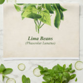  botanische illustratie, Lima Bean Vine Ki Theedoek (Gevouwen)