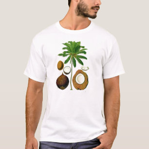Botanische illustratie van de kokosnootboom t-shirt