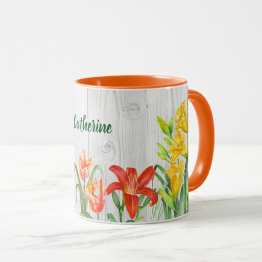 Botanische illustratie waterverf Spring Flowers Mok (Voorkant rechts)