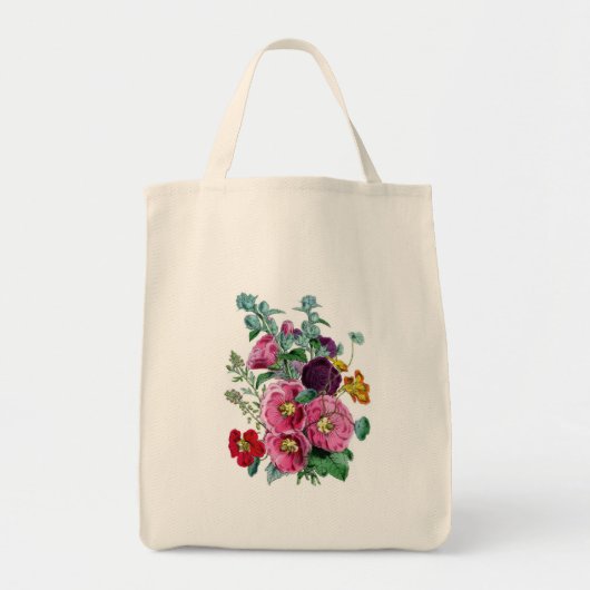  Botanische Illustraties Hollyhocks Tote Bag (Voorkant)