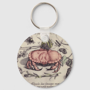 Botanische Insect Flower Illustration van krab Sleutelhanger
