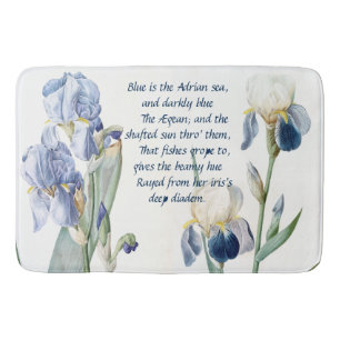 Botanische Iris Floral Flowers Poem Bath Mat