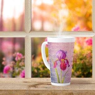 Botanische Iris Flower Violet Tones Latte Mok
