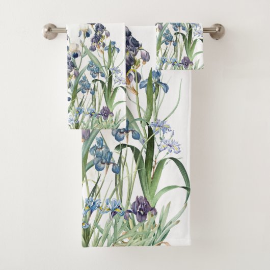 Botanische Iris Flowers Redoute Bath Towel Set Bad Handdoek (Insitu)