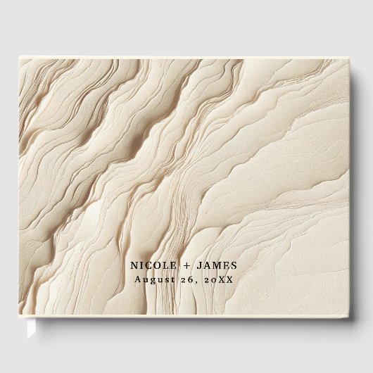 Botanische Ivoorcrème Boheemse Textured Wedding Gastenboek (Voorkant)