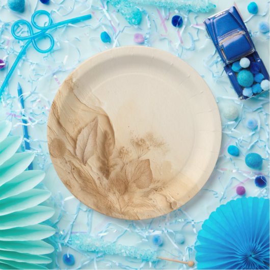 Botanische Ivoorcrème Boheemse Textured Wedding Papieren Bordje (Feest)