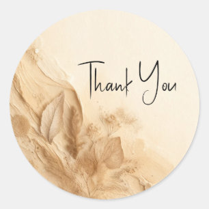 Botanische Ivoren Crème Boheem Textuur Bruiloft Ronde Sticker
