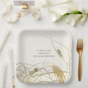 Botanische Jongens Baby Shower Grasplaat Papieren Bordje