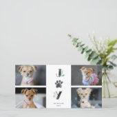 Botanische joy Paw-afdrukken | Fotocollage Pet 4 Feestdagenkaart (Staand voorkant)