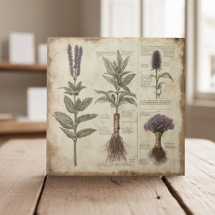 botanische kaart kruiden lavendel tegeltje