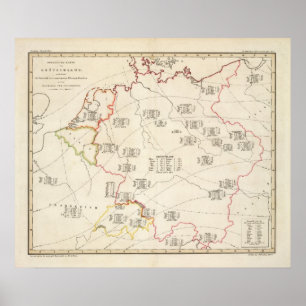 Botanische kaart van Duitsland Poster