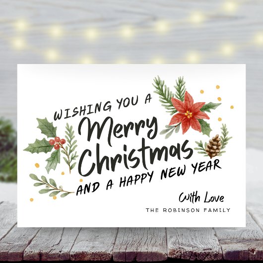 Botanische kalligrafie Vrolijk kerstfeest niet fot Feestdagen Kaart