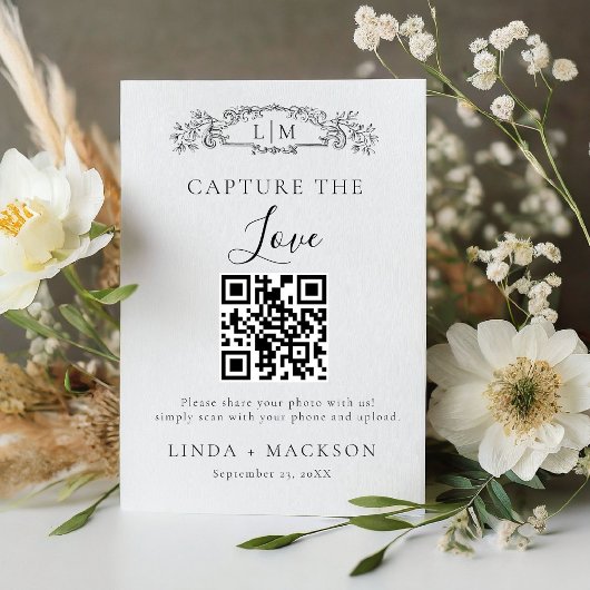 Botanische kam Capture liefde QR code bruiloft Tek Reclamebord Met Voetstuk