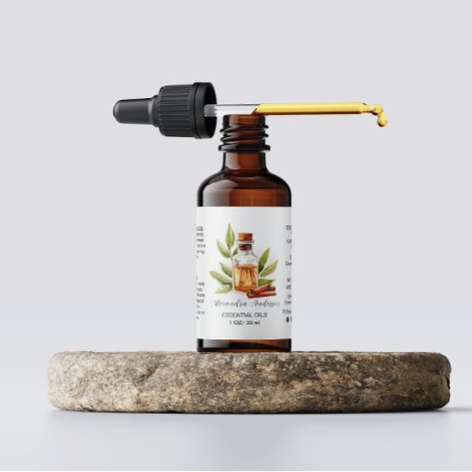 Botanische kaneel etherische oliën Waterverf Etiket