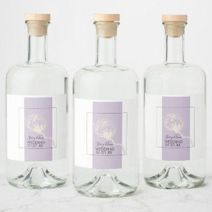 Botanische Katoenplant Lavendel Bruiloft Likeurfles Etiket
