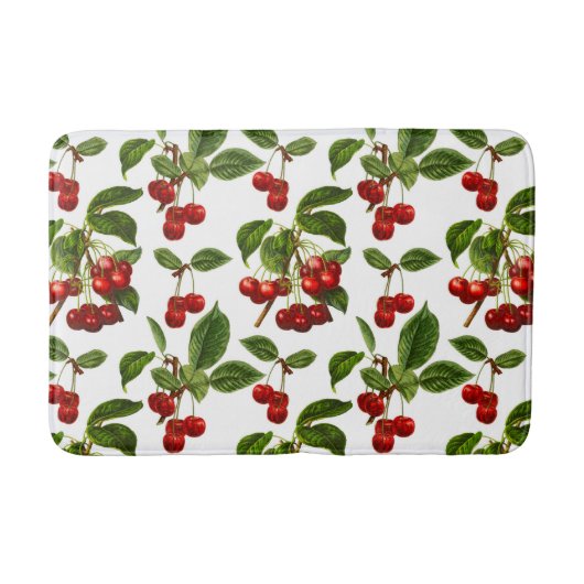 botanische kersen afdrukken op wit badmat (Voorkant)