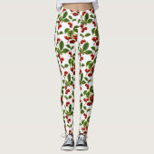  botanische kersen afdrukken op wit leggings (Voorkant)
