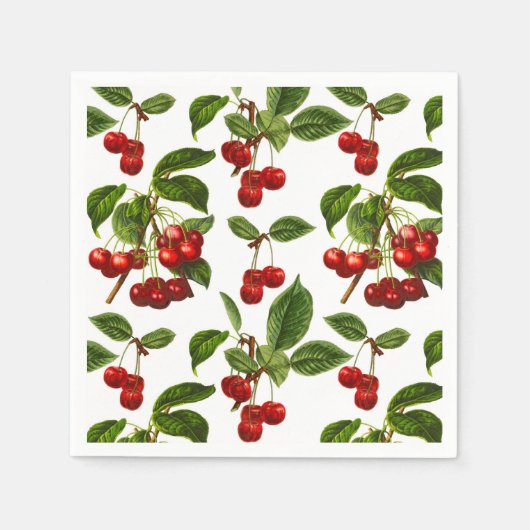  botanische kersen afdrukken op wit servet (Voorkant)
