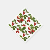  botanische kersen afdrukken op wit servet (Hoek)
