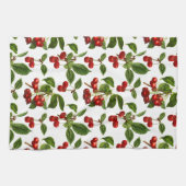  botanische kersen afdrukken op wit theedoek (Horizontaal)