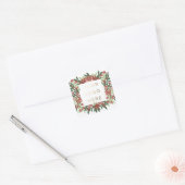 Botanische Kerst Bedrijf Aangepaste Logo Envelope Vierkante Sticker (Envelop)