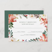 Botanische Kerst | Bloemrijke Holiday Bruiloft Kaart (Voorkant / Achterkant)