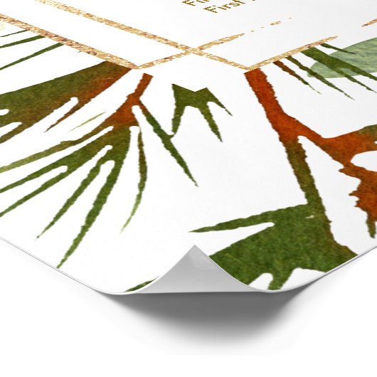 Botanische Kerst Goud Trouw Stoelenplattegrond Poster (Hoek)