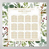 Botanische Kerst Goud Trouw Stoelenplattegrond Poster (Voorkant)