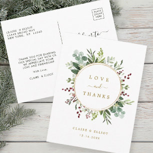 Botanische kerst gouden bruiloft dank u briefkaart