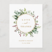 Botanische kerst gouden bruiloft dank u briefkaart (Voorkant)