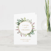Botanische kerst gouden bruiloft dank u gevouwen kaart (Voorkant)