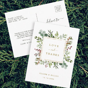 Botanische kerst gouden bruiloft dank u Postcar Briefkaart