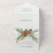 Botanische kerst in Poinsettia Winter Greenergy All In One Uitnodiging (Buitenkant)