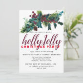 Botanische kerst in Roustic Holly en Berries Kaart (Staand voorkant)