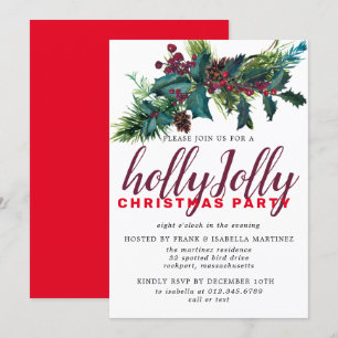 Botanische kerst in Roustic Holly en Berries Kaart