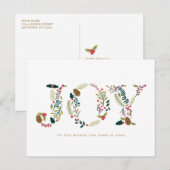 Botanische kerstcadeautjes met joy feestdagenkaart (Voorkant / Achterkant)