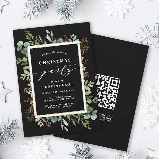 Botanische kerstfeest met een QR-code Kaart