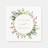 Botanische kerstfeestdag gouden bruiloft servet (Voorkant)