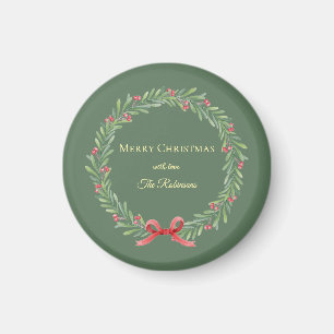 Botanische Kerstkrans Modern Schrift Magneet