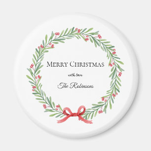 Botanische Kerstkrans Modern Schrift Magneet