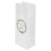 Botanische Kerstkrans Moderne Script Wijn Cadeautas (Voorkant Gekanteld)