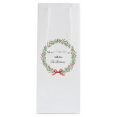 Botanische Kerstkrans Moderne Script Wijn Cadeautas (Voorkant)