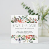 Botanische Kerstmis | Bloemrijke Holiday Save the Kaart (Staand voorkant)
