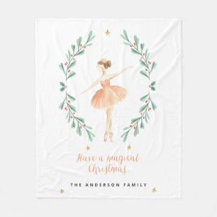botanische kerstmis met waterverf van ballerina fleece deken
