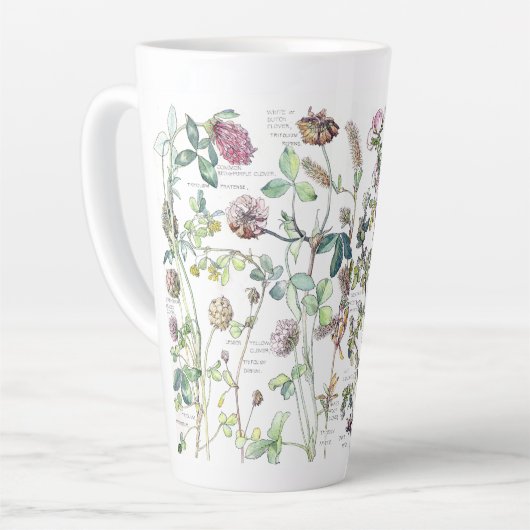 Botanische klaver Vloeibloem Latte Mok (Linkerhoek)