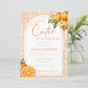 Botanische Kleine Cutie Citrus Oranje Baby shower Kaart