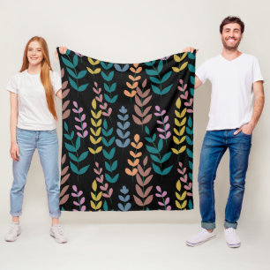 Botanische kleurrijke bladeren Waterverf Boho Fleece Deken