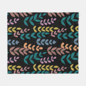Botanische kleurrijke bladeren Waterverf Boho Fleece Deken (Voorkant (Horizontaal))