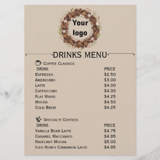 Botanische Koffieboon Krans Aangepast Logo Menu