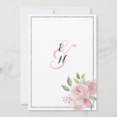 Botanische koraalroze groene florampersand bruilof kaart (Achterkant)